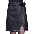 Women Sexy PU Leather A-line Vent Skirt